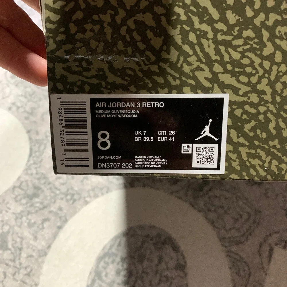 Jordan Air Jordan 3 Retro‎ Mens Size 8 M Olive New Sequoia DN3707-202 Sneaker